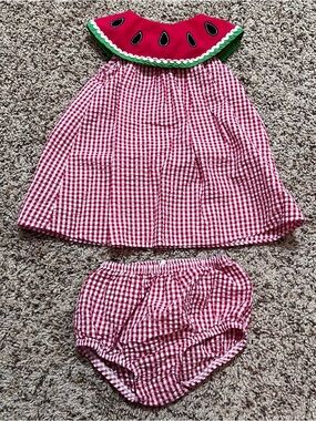 Starting Out Red & White Gingham Watermelon Dress Size 12 Months
